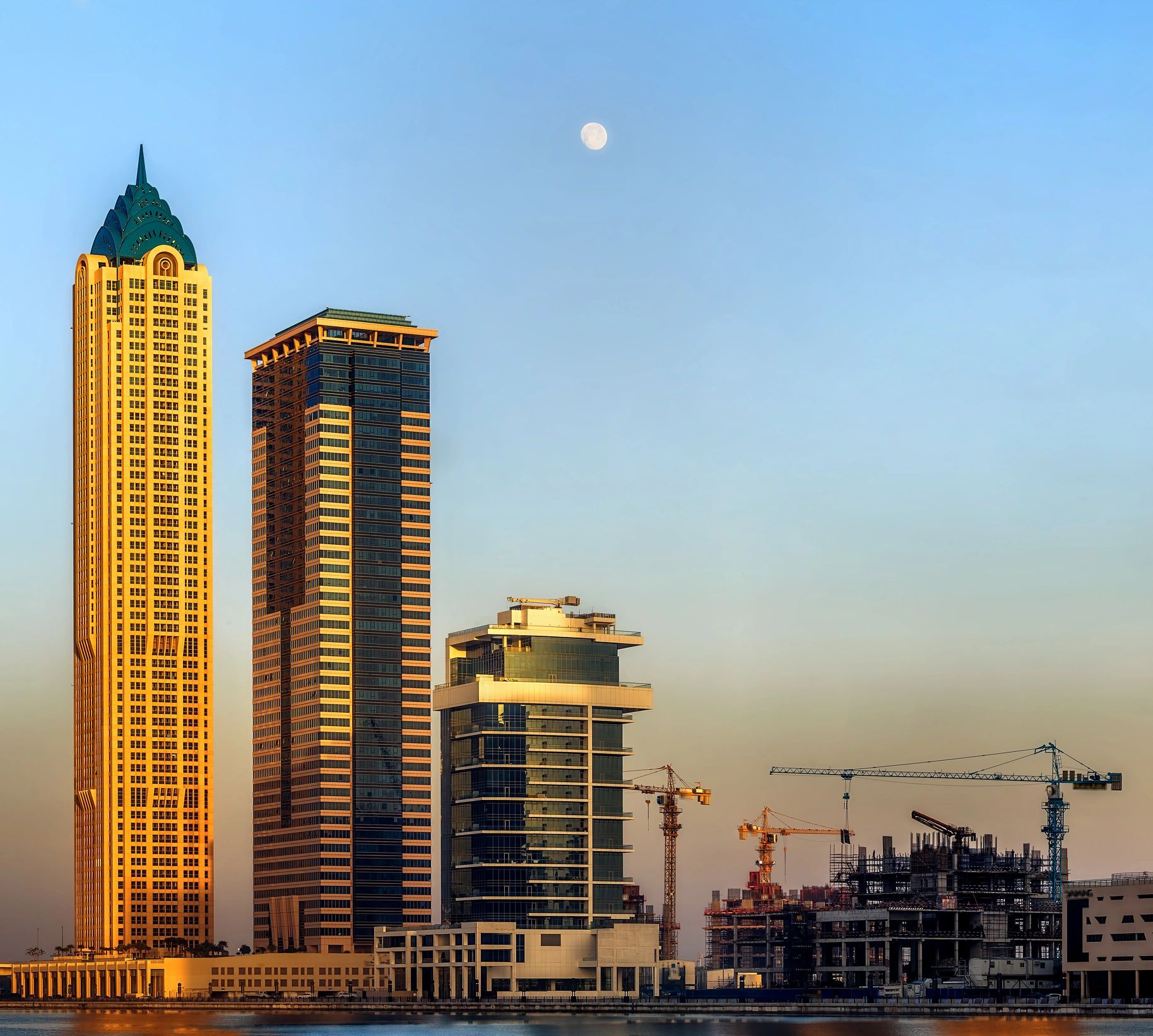 Business Bay and downtown Dubai skyline